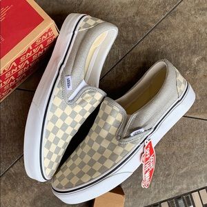 VANS CLASSIC SLIP ON CHECKERBOARD SILVER WMNS